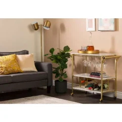 Meubles South Shore Bar Cart - South Shore Faux Marble and Gold Clearance