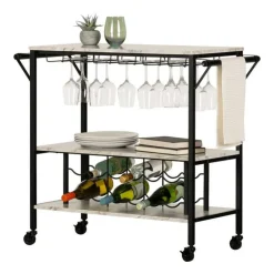 Meubles South Shore Bar Cart - South Shore Faux Marble and Black