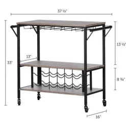 Meubles South Shore Bar Cart With Bottle Storage - South Shore WEATHERED OAK AND MATTE BLACK New