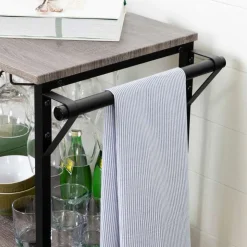 Meubles South Shore Bar Cart With Bottle Storage - South Shore WEATHERED OAK AND MATTE BLACK New