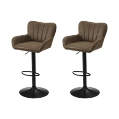Monarch Bar Stools (Set of 2) Leather Look BROWN Clearance