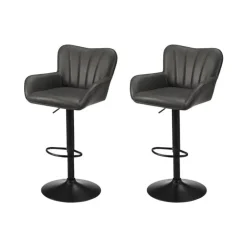 Monarch Bar Stools (Set of 2) Leather Look GREY Discount