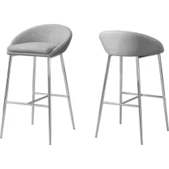 Monarch Barstool - 2pcs / fabric / chrome base / bar height Grey New