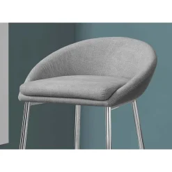 Monarch Barstool - 2pcs / fabric / chrome base / bar height Grey New