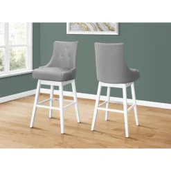 Monarch Barstool - set of 2 / swivel / tufted back rest / upholstered / bar height -4 Grey Online