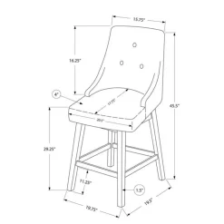 Monarch Barstool - set of 2 / swivel / tufted back rest / upholstered / bar height -4 Grey Online
