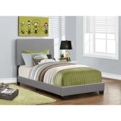 Monarch Bed - twin size / leather-look - Grey Hot