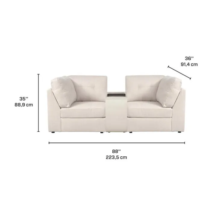 Modular Loveseat with Console - 3 pcs Beige Online