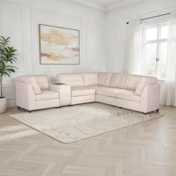 Modular Sectional with Console - 6 pcs Beige