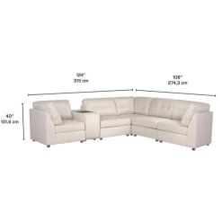 Modular Sectional with Console - 6 pcs Beige