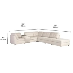 Modular Sectional with Console and Ottoman - 7 pcs Beige Online
