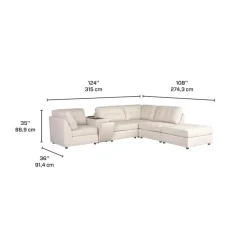 Modular Sectional with Console and Ottoman - 6 pcs Beige Sale