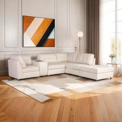 Modular Sectional with Console and Ottoman - 6 pcs Beige Sale