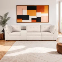 Modular Sofa with Console - 4 pcs Beige Outlet