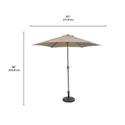 Beige Tilting Patio Umbrella with Base - 9 ft Black/Grey Outlet