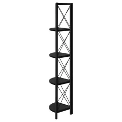 Monarch Bookcase - 4 tier corner etagere - metal frame x-design - 60"h - / - Black New