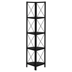 Monarch Bookcase - 4 tier corner etagere - metal frame x-design - 60