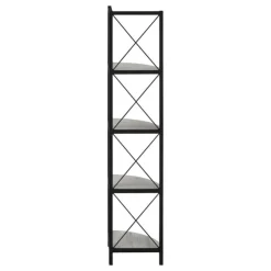 Monarch Bookcase - 4 tier corner etagere - metal frame x-design - 60