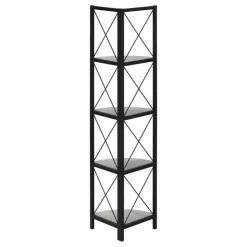 Monarch Bookcase - 4 tier corner etagere - metal frame x-design - 60