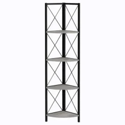 Monarch Bookcase - 4 tier corner etagere - metal frame x-design - 60