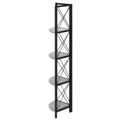 Monarch Bookcase - 4 tier corner etagere - metal frame x-design - 60