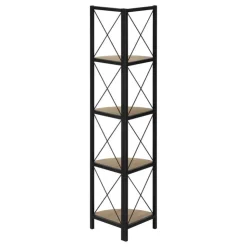 Monarch Bookcase - 4 tier corner etagere - metal frame x-design - 60