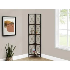 Monarch Bookcase - 4 tier corner etagere - metal frame x-design - 60