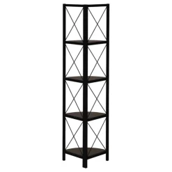 Monarch Bookcase - 4 tier corner etagere - metal frame x-design - 60