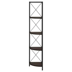 Monarch Bookcase - 4 tier corner etagere - metal frame x-design - 60