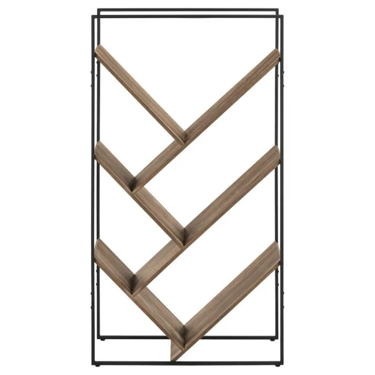 Monarch Bookcase / etagere - 5 slanted open shelves - 60"h - reclaimed wood-loo - Brown Clearance