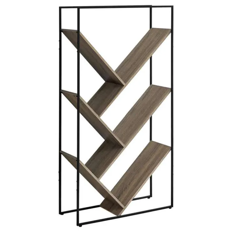 Monarch Bookcase / etagere - 5 slanted open shelves - 60"h - wood-look / b - Dark Taupe Sale