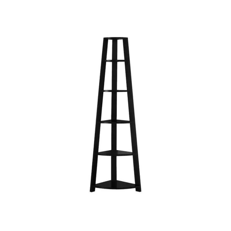 Monarch Bookcase - 72"h / corner accent etagere - Black