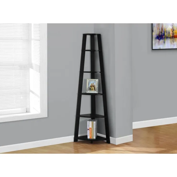 Monarch Bookcase - 72"h / corner accent etagere - Black