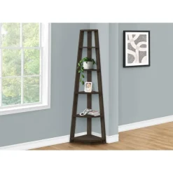 Monarch Bookcase - 72""h / brown corner accent etagere - Oak Sale
