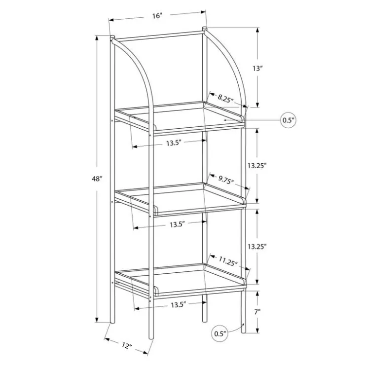 Monarch Bookcase - 48"h / / black metal - Dark Taupe Discount
