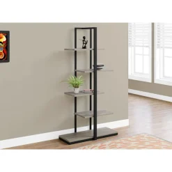 Monarch Bookcase - 60"h / / black metal - Dark Taupe Sale