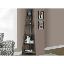 Monarch Bookcase - 72"h / corner accent etagere - Dark Taupe Online