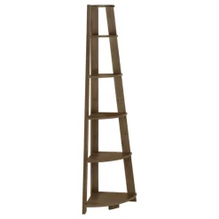 Monarch Bookcase - 72""h / dark corner accent etagere - Walnut New