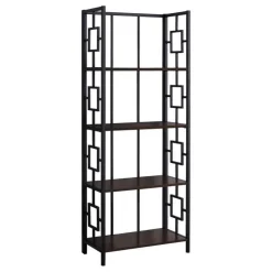 Monarch Bookcase - 62"h / / black metal etagere - Espresso Clearance