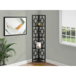 Monarch Bookcase - 62"h / / black metal corner etagere - Espresso Sale