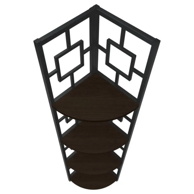 Monarch Bookcase - 62"h / / black metal corner etagere - Espresso Sale