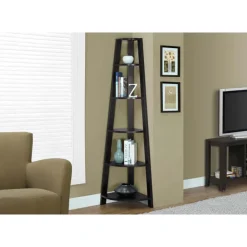 Monarch Bookcase - 72"h / corner accent etagere - Espresso New