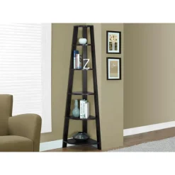Monarch Bookcase - 72"h / corner accent etagere - Espresso New
