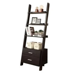 Monarch Bookcase - 69"h / ladder w/ 2 storage drawers - Espresso Clearance