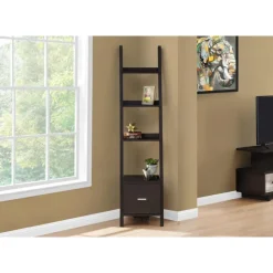 Monarch Bookcase - 69"h / ladder w/ storage drawer - Espresso Hot