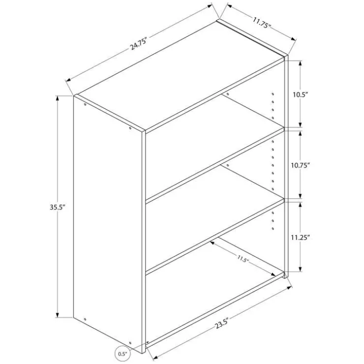 Monarch Bookcase - 36"h / with 3 shelves - Espresso