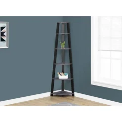 Monarch Bookcase - 72"h / -black corner accent etagere - Grey New