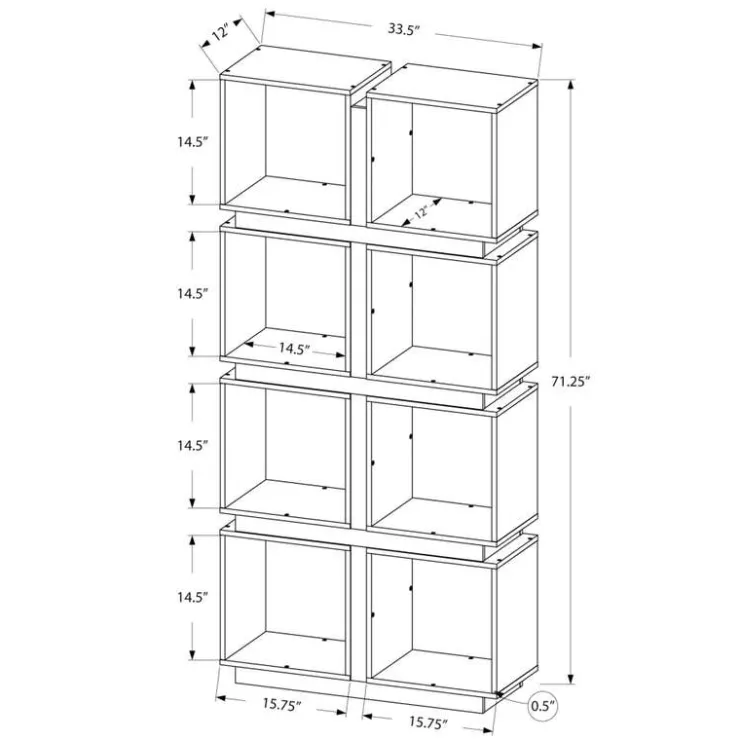 Monarch Bookcase - 71"h / / grey - White New