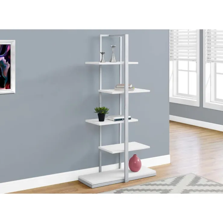 Monarch Bookcase - 60"h / / silver metal - White Clearance