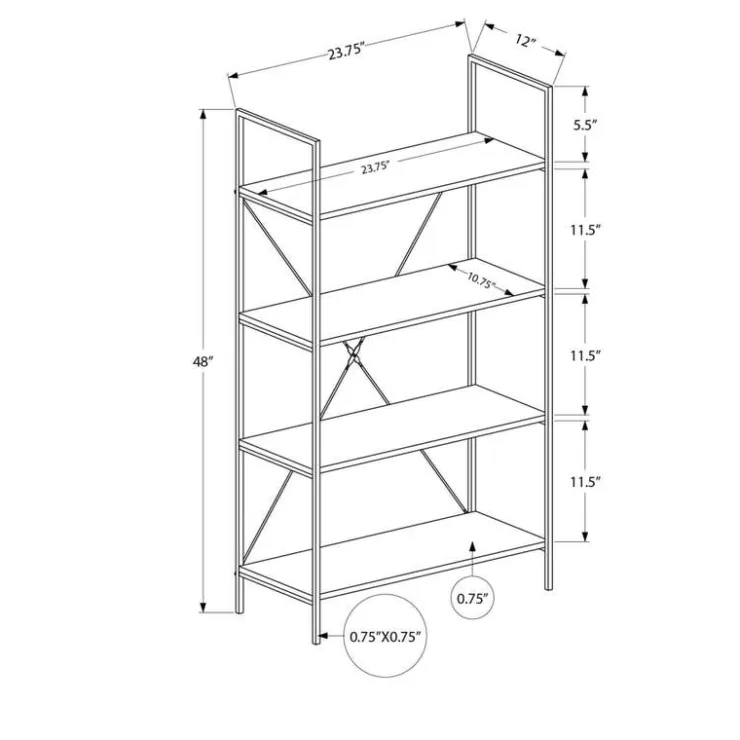 Monarch Bookcase - 48"h / / metal - White New